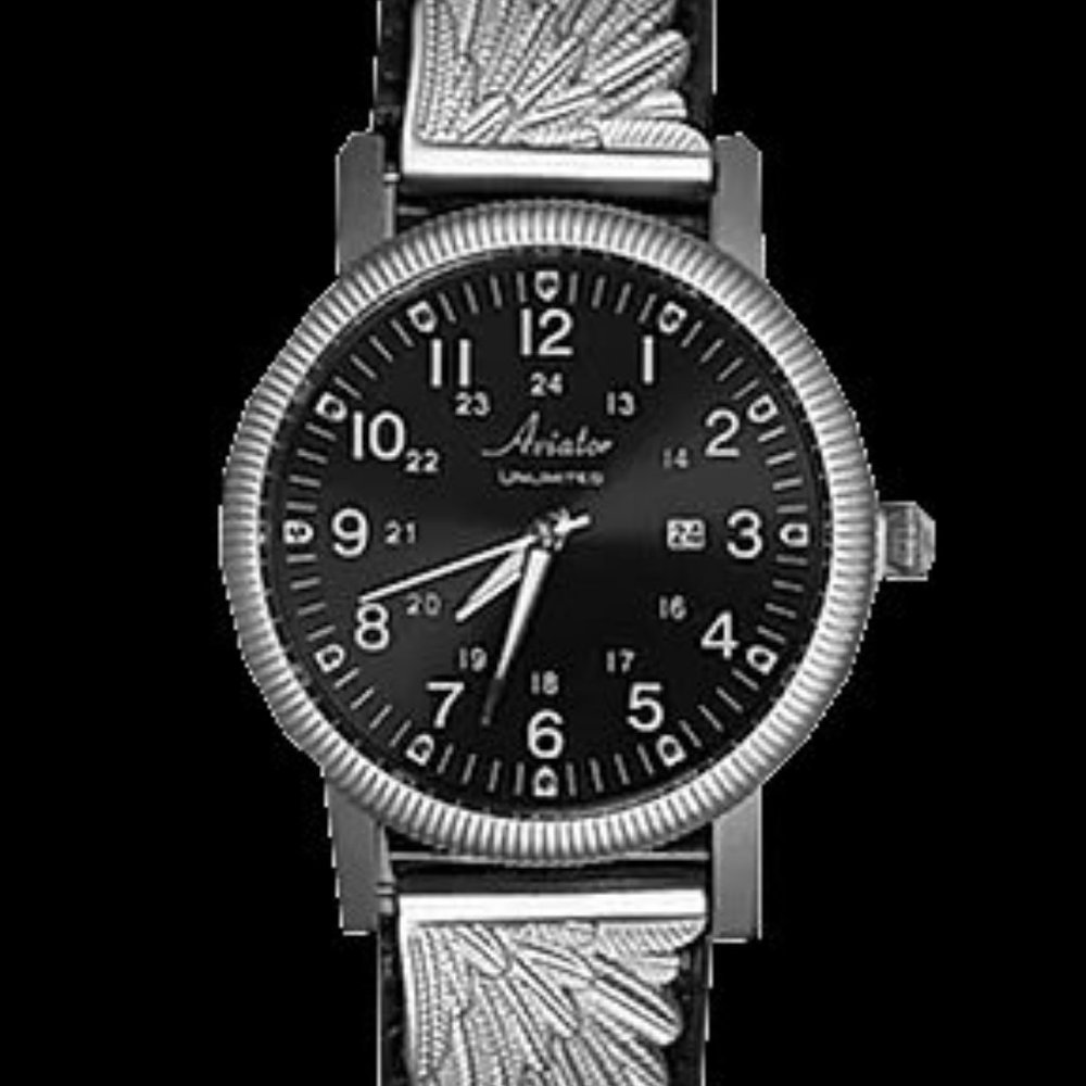 Men's Classic Leather Band Aviator Watch